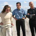 2004 Christian Boudon discussing with Eric Bachelard owner of Conquest Racing and Nelson Philippe the best options for his driving in Champ Car